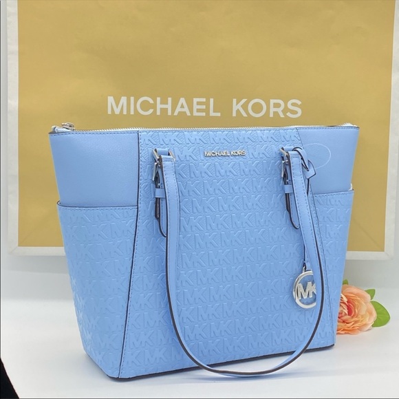 MICHAEL KORS CHARLOTTE LARGE TZ TOTE LIGHT SKY - Picture 12 of 16